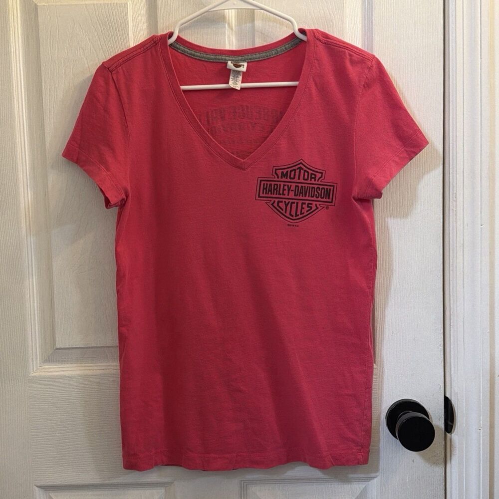 Harley-Davidson Women’s Small Hot Pink V-Neck T-Shirt Route 66 Missouri